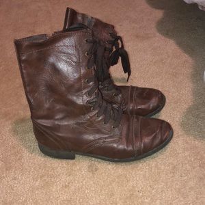 Brown combat boots